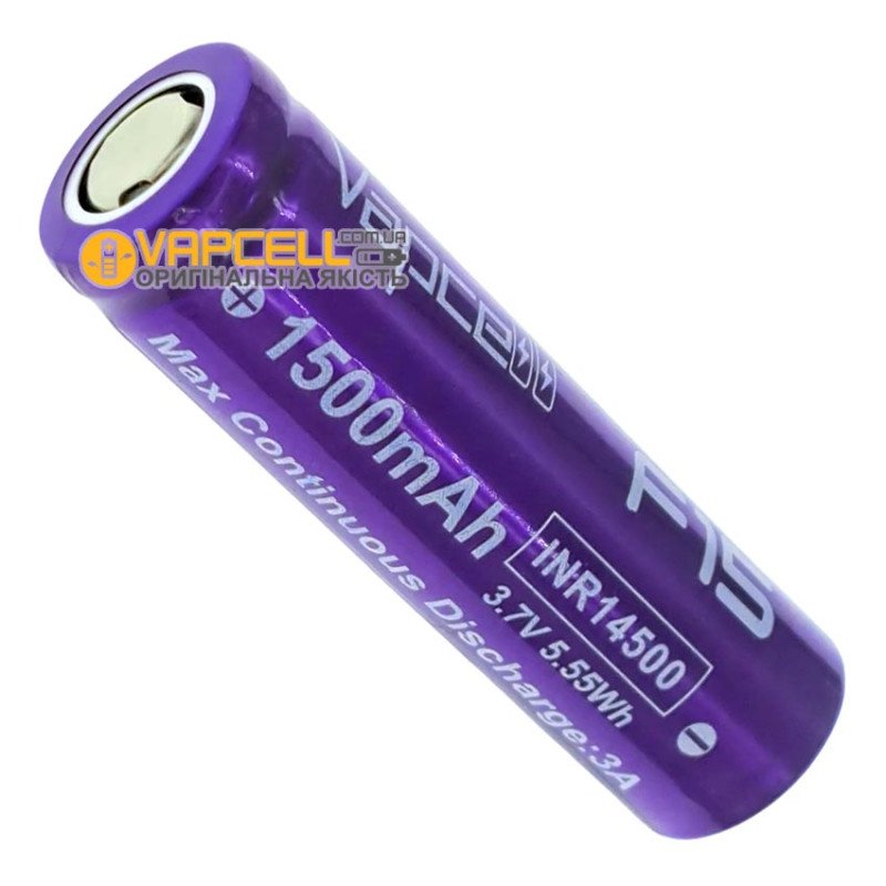 Акумулятор Li-ion 14500 Vapcell F15 3.7V 1500mah 3A висока реальна ємність
