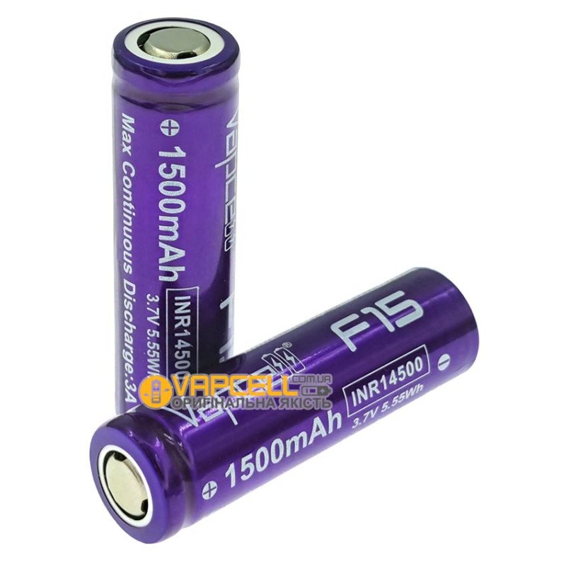 Акумулятор Li-ion 14500 Vapcell F15 3.7V 1500mah 3A висока реальна ємність