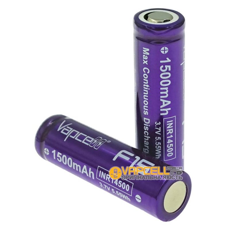 Акумулятор Li-ion 14500 Vapcell F15 3.7V 1500mah 3A висока реальна ємність
