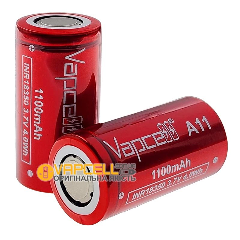 Акумулятор 18350 Vapcell A11 INR 1100mah 3.7V високотоковий 10A без захисту