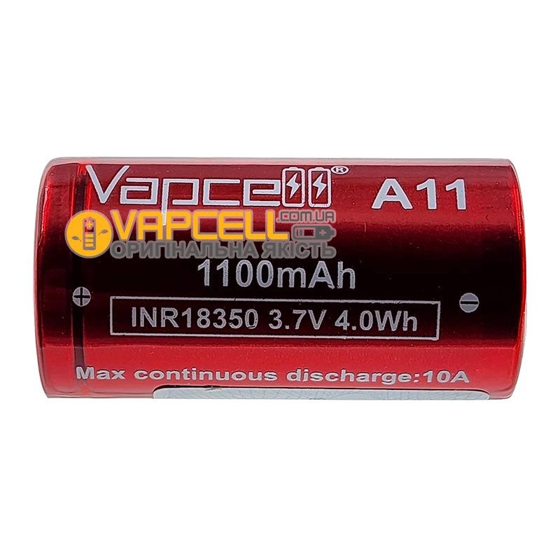 Акумулятор 18350 Vapcell A11 INR 1100mah 3.7V високотоковий 10A без захисту