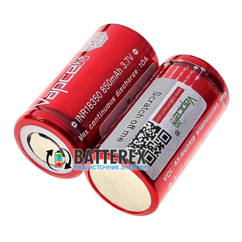 18350 акумулятор високострумовий Vapcell INR 850mah 3.6V 10A
