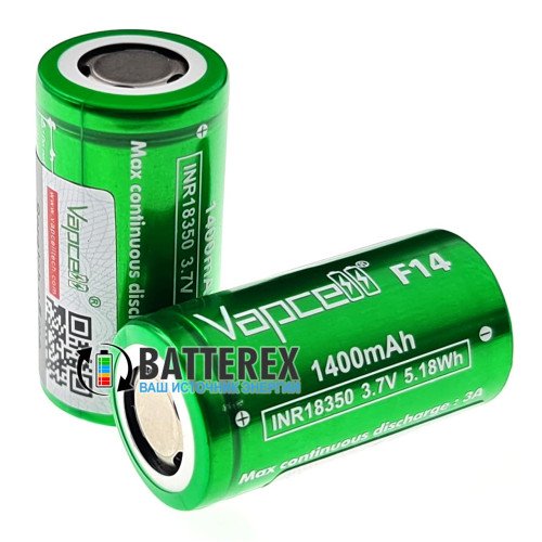 18350 Vapcell F14 INR 1400mah 3.6V 3A максимальна ємність