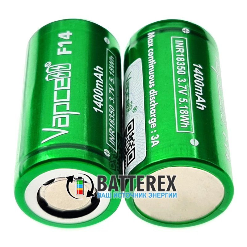 18350 акумулятор Vapcell F14 INR 1400mah 3.6V 3A максимальна ємність