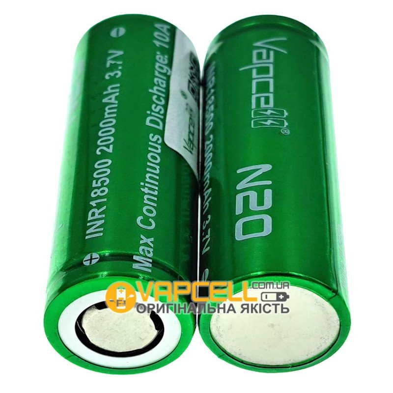 Акумулятор 18500 Li-ion Vapcell INR N20 2000mah 3.7V 10A високотоковий, без захисту