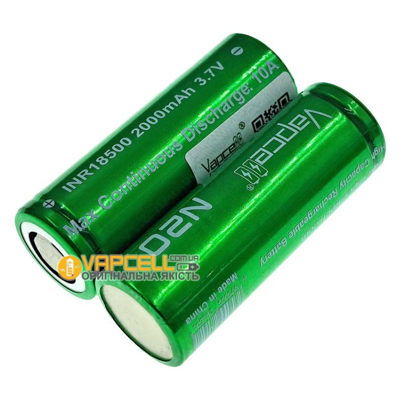 Акумулятор 18500 Li-ion Vapcell INR N20 2000mah 3.7V 10A високотоковий, без захисту