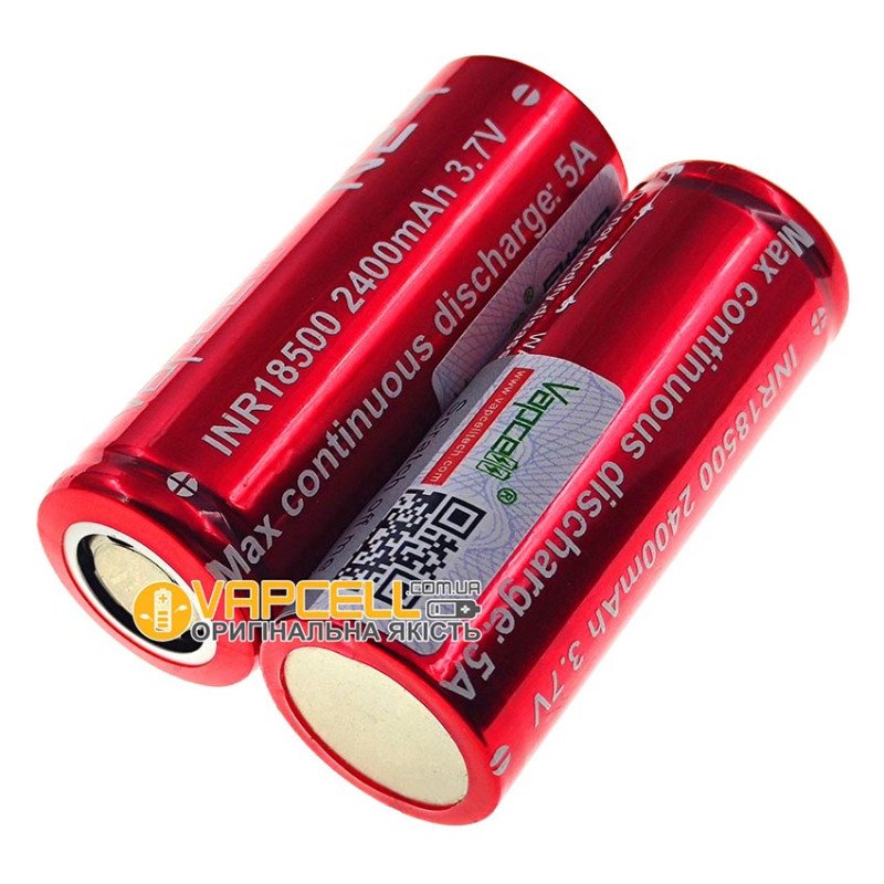 Акумулятор 18500 Vapcell INR N24 2400mah 3.7V 5A без захисту