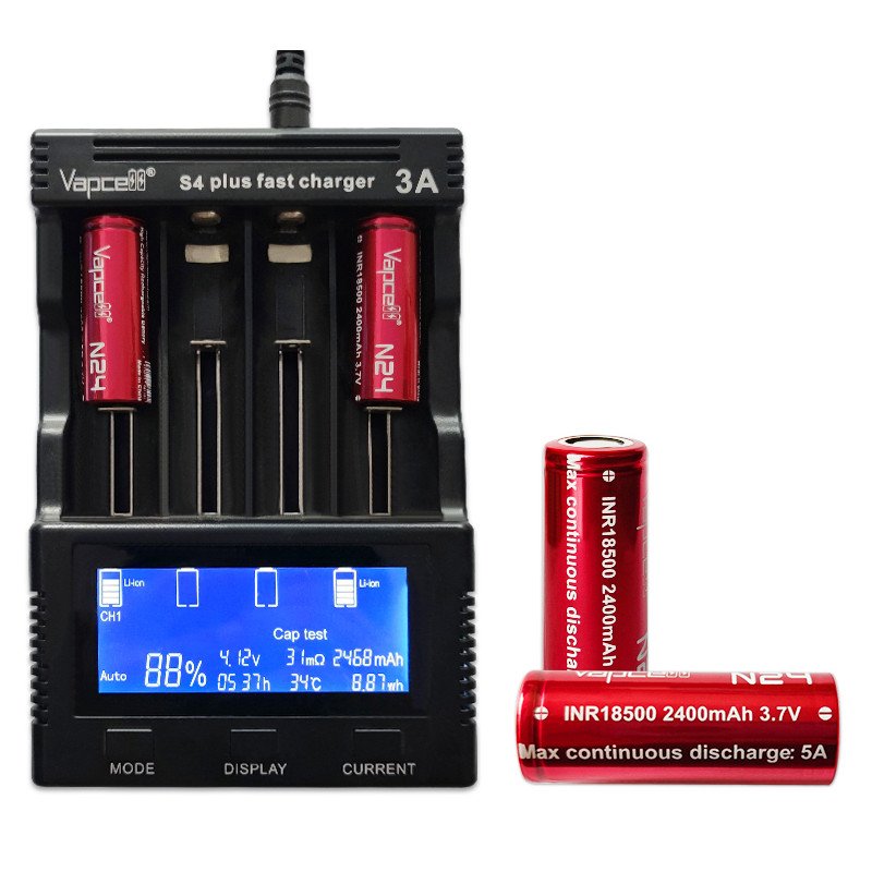 Акумулятор 18500 Vapcell INR N24 2400mah 3.7V 5A без захисту