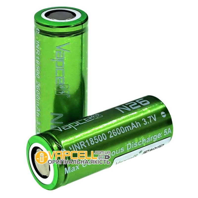 Акумулятор Li-ion 18500 Vapcell INR N26 2600mah 3.7V 5A без захисту