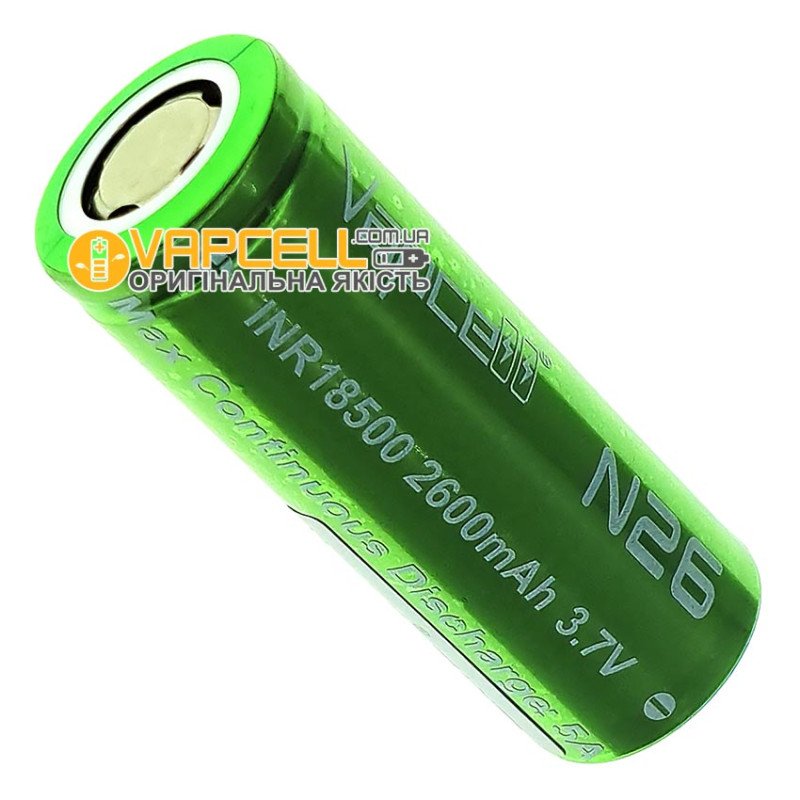 Акумулятор Li-ion 18500 Vapcell INR N26 2600mah 3.7V 5A без захисту