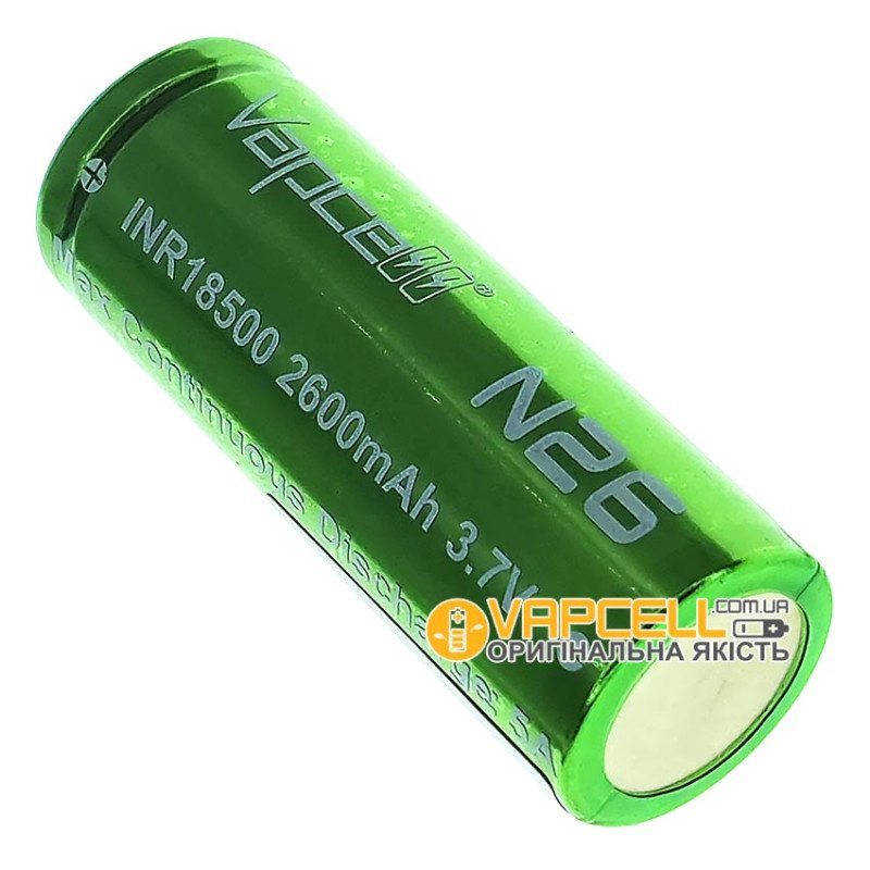 Акумулятор Li-ion 18500 Vapcell INR N26 2600mah 3.7V 5A без захисту
