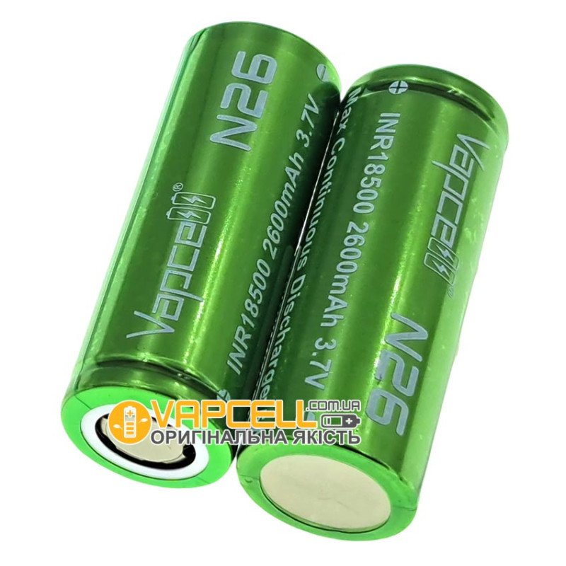 Акумулятор Li-ion 18500 Vapcell INR N26 2600mah 3.7V 5A без захисту