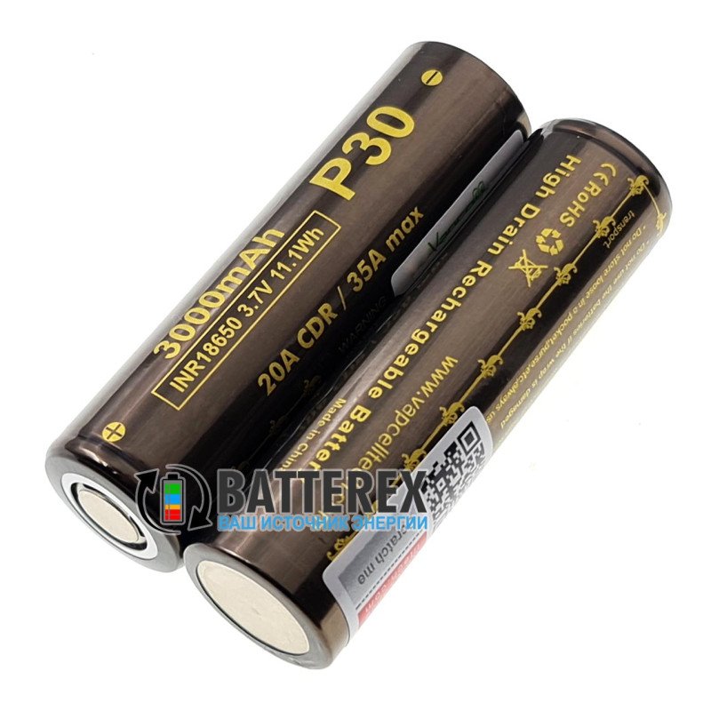 Аккумулятор 18650 Vapcell P30 3000mah высокотоковый 20А