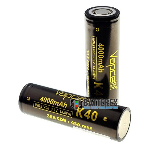 21700 Vapcell INR K40 4000mah 3.7V 30/45A высокотоковый - реальная ёмкость и токоотдача