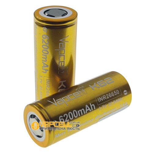 26650 Vapcell INR 6200mah 3.7V 15A високотоковий без захисту