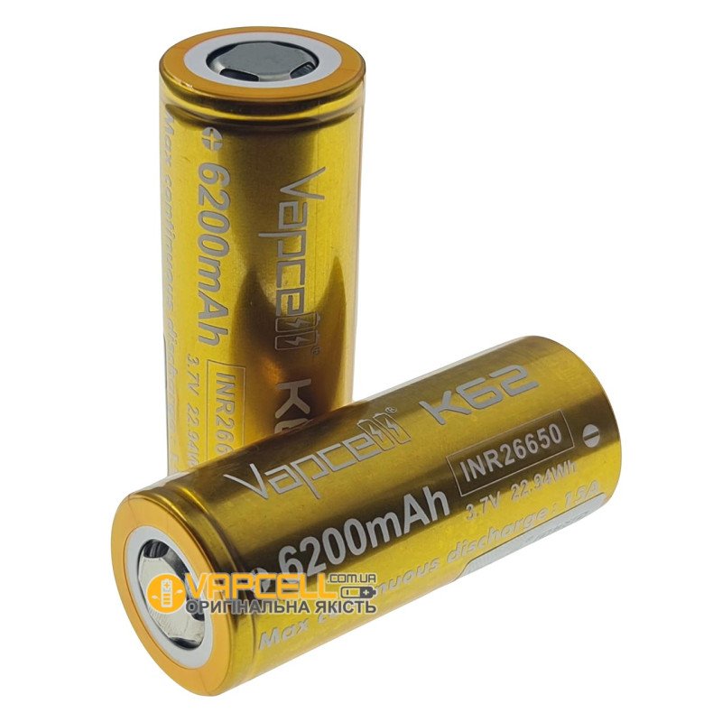 Акумулятор 26650 Vapcell 6200 mah 3.7V високотоковий 15А - висока реальна ємність