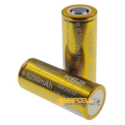 26650 Vapcell INR 6200mah 3.7V 15A високотоковий без захисту