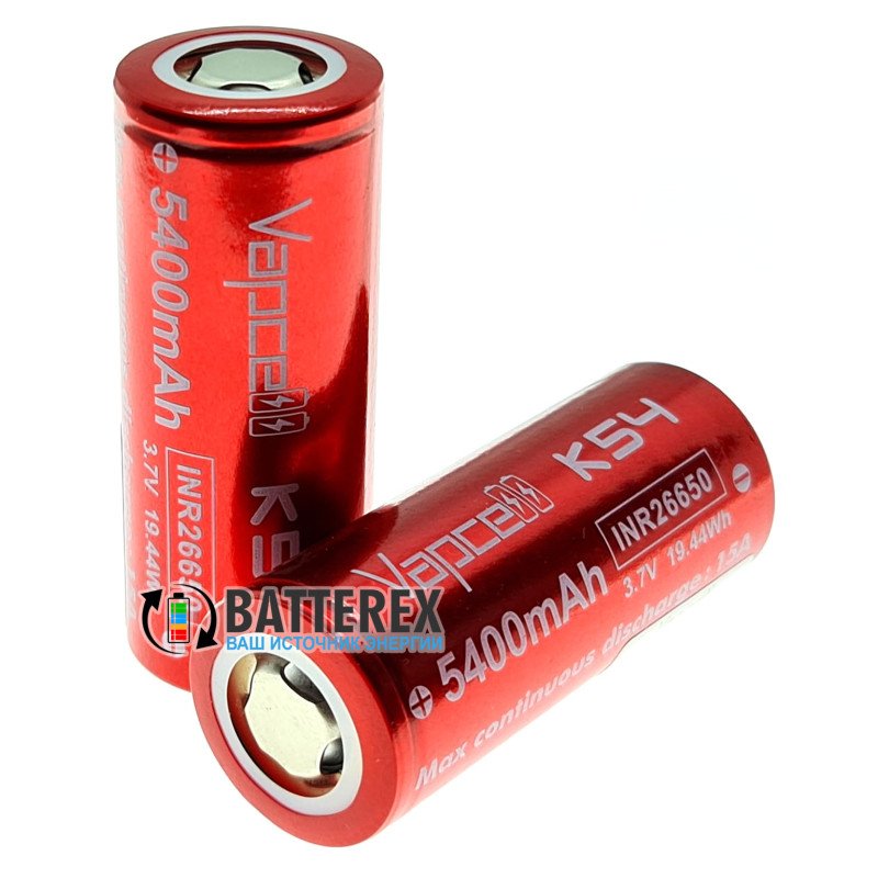 Купити акумулятор 26650 Vapcell 5400mah 3.7V 15A високотоковий