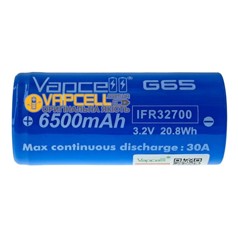 Акумулятор LiFePO4 32700 Vapcell G65 6500mah 3.2V 30A високотоковий