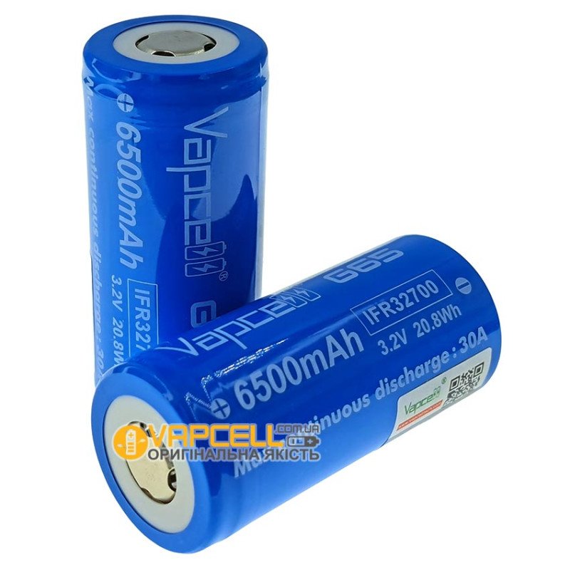 Акумулятор LiFePO4 32700 Vapcell G65 6500mah 3.2V 30A високотоковий