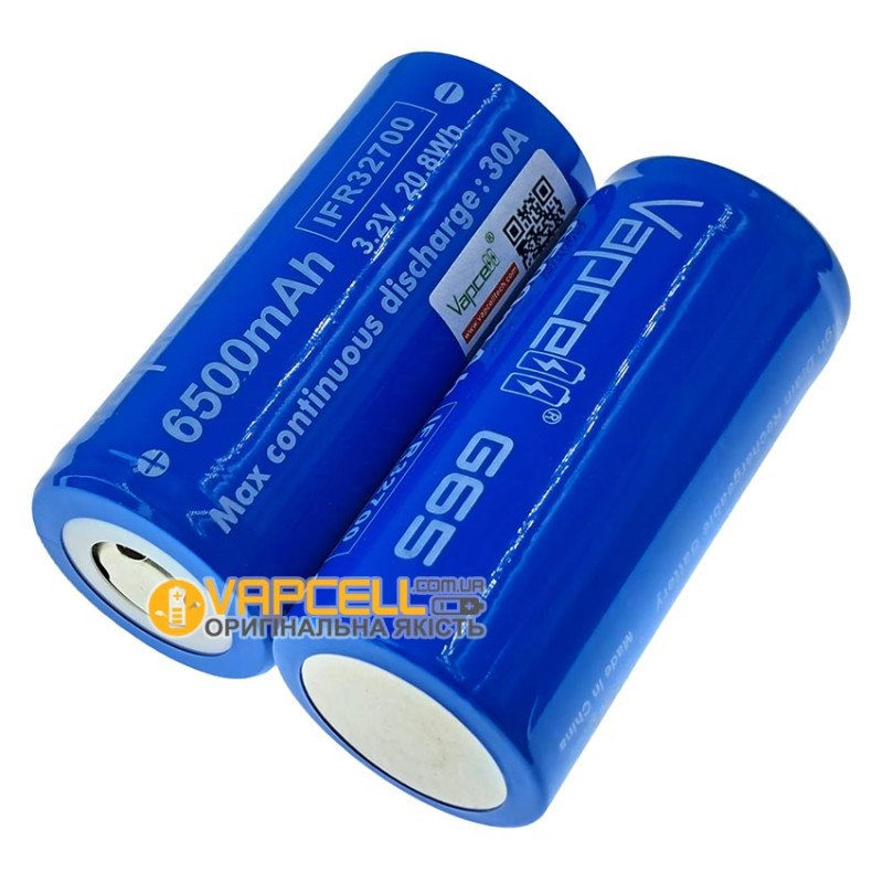 Акумулятор LiFePO4 32700 Vapcell G65 6500mah 3.2V 30A високотоковий