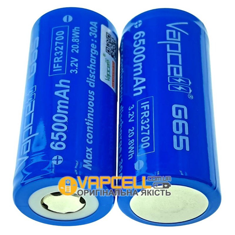 Акумулятор LiFePO4 32700 Vapcell G65 6500mah 3.2V 30A високотоковий